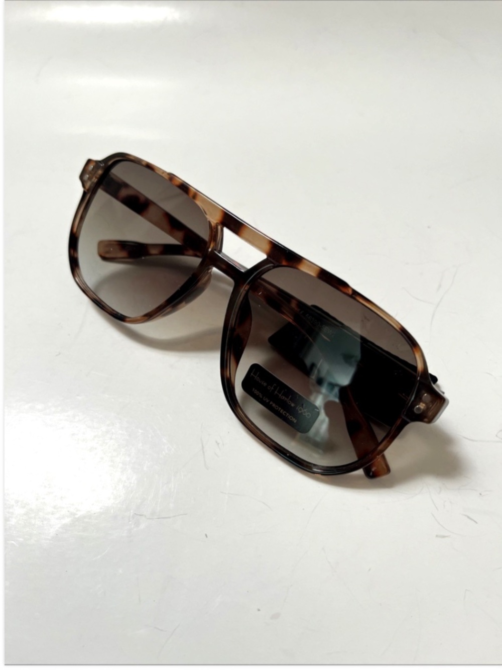 House of Harlow 1960 Aviator Sunglasses Double Bridge NWT Tortoise Shell Brown - Picture 9 of 9